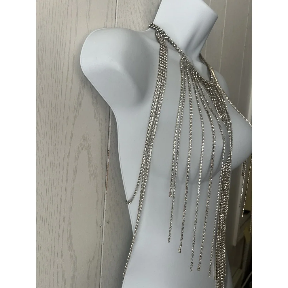 Vintage Y2K Express Rhinestone Collar Body Necklace Top NWT MSRP $300 New